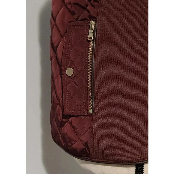 WOMEN'S CAVALINI QUILTED VEST FLEECE LINED SIDE GUSSETS BURGUNDY SIZE SMALL - Picture 5 of 9